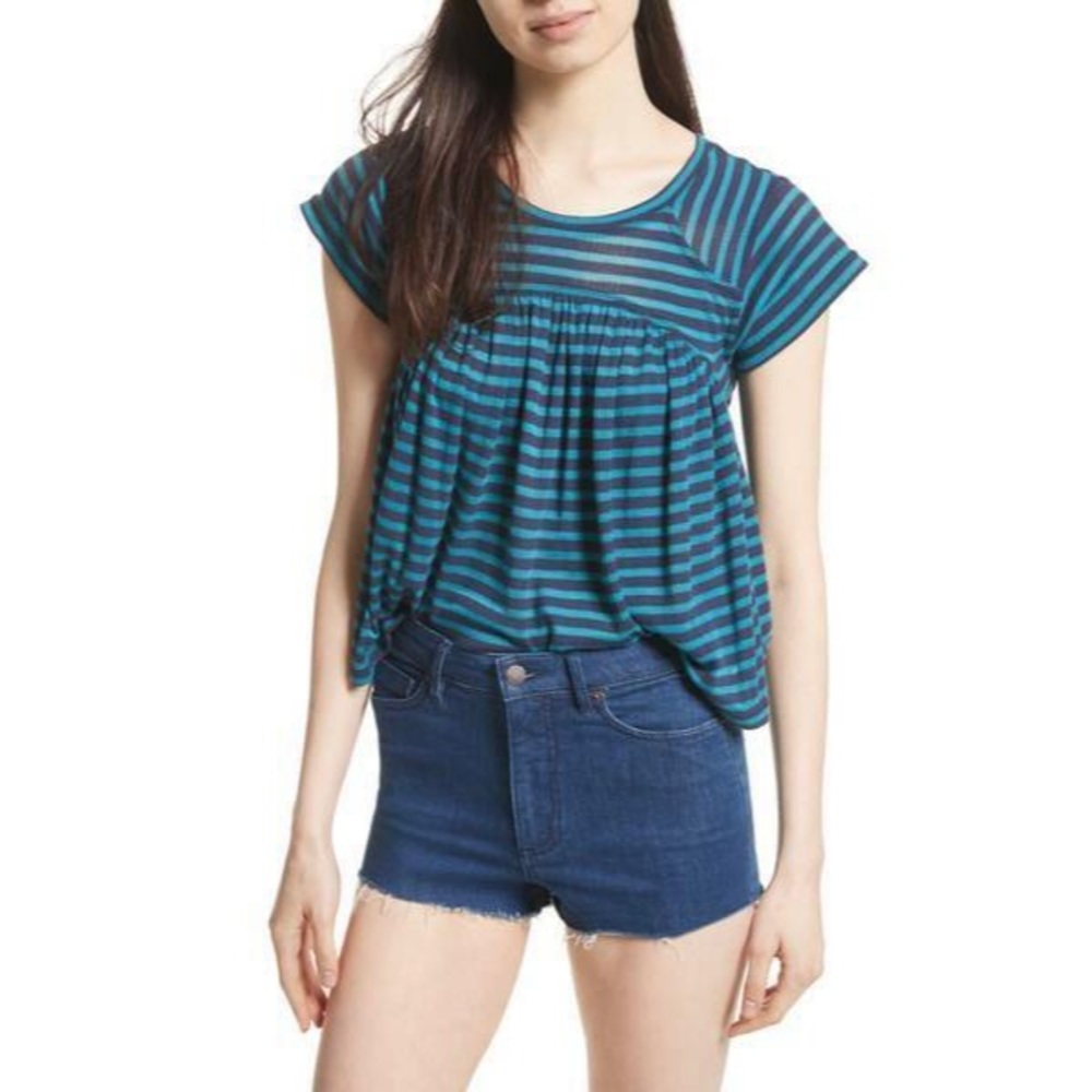 Free People Striped Babydoll Tee